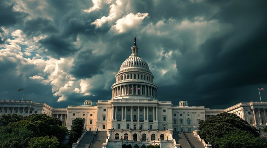 Capitol building washington stormclouds ominous