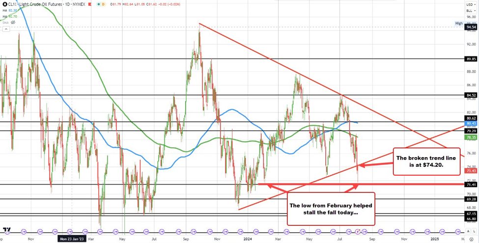 Crude oil settles at $72.94