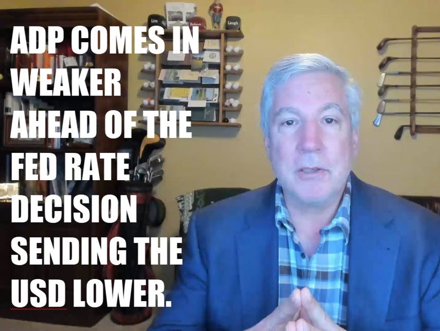 The ADP comes in weaker and sends the dollar lower ahead of the FOMC decision. | Forexlive The ADP comes in weaker and sends the dollar lower ahead of the FOMC decision. | Forexlive