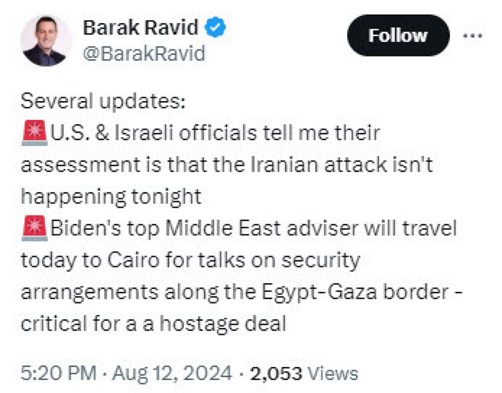 Iran attack not happening tonight - report