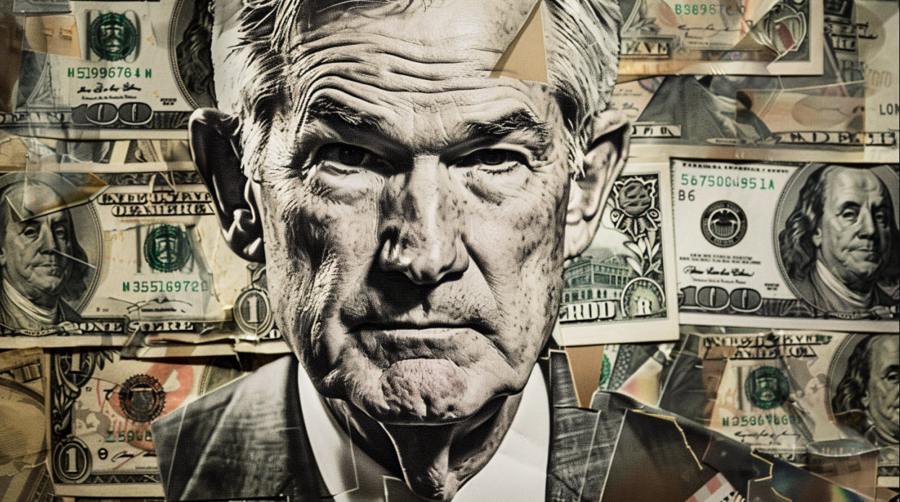 Powell US banknotes collage