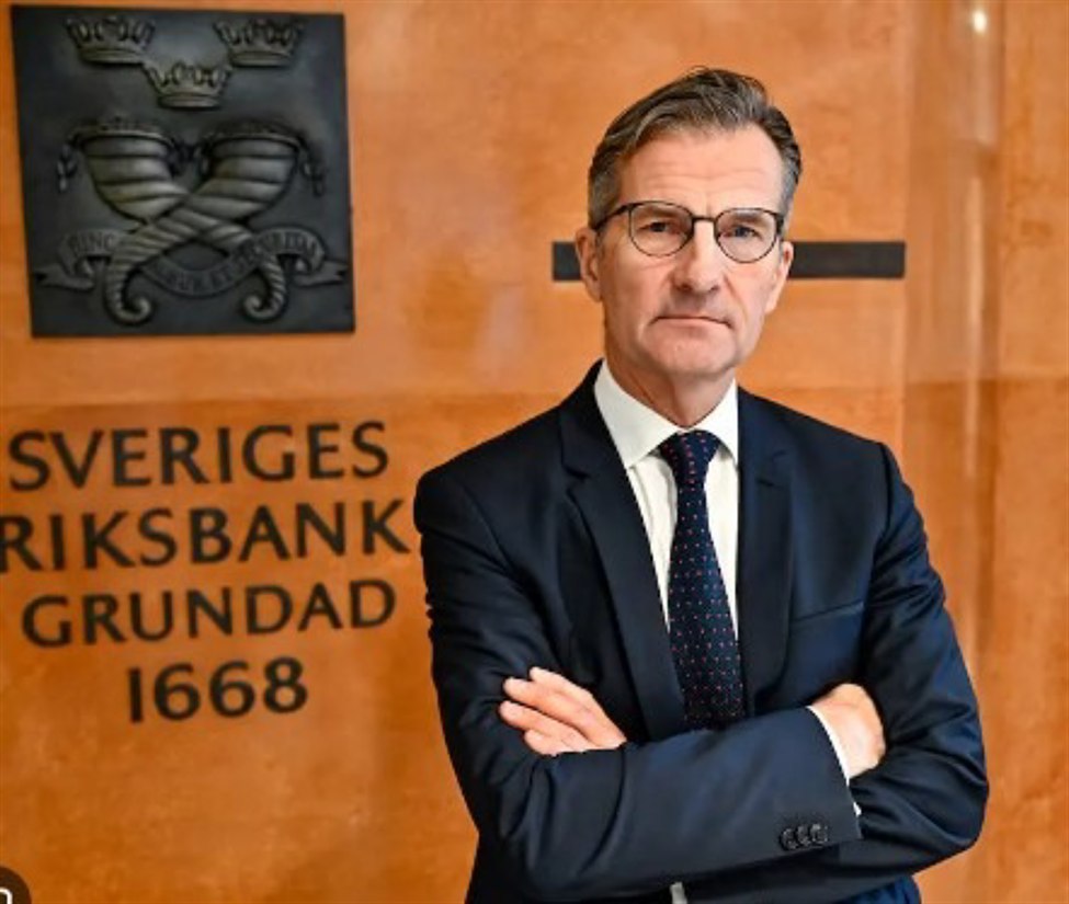 Governor of the Riksbank Erik T﻿hed&eacute;en is speaking on Wednesday